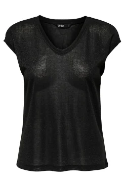 T-shirt manga curta em lurex