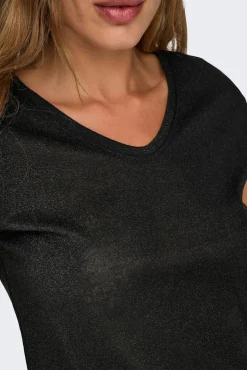 T-shirt manga curta em lurex