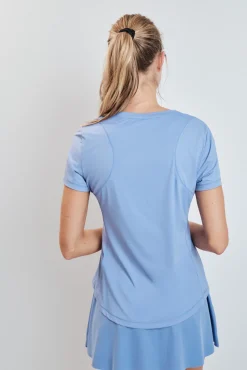 T-shirt manga curta estampado azul
