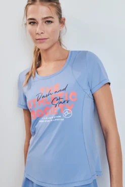 T-shirt manga curta estampado azul