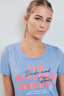 T-shirt manga curta estampado azul