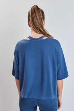 T-shirt manga curta extrassuave azul