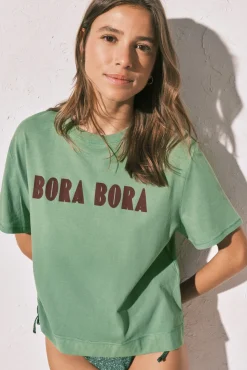 T-shirt oversize em algodão verde