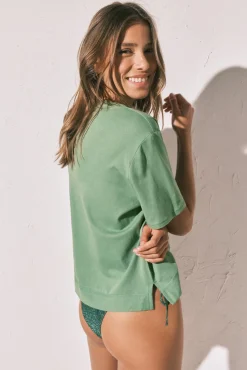 T-shirt oversize em algodão verde