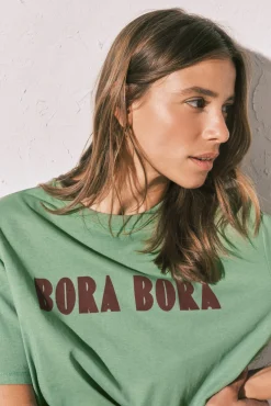 T-shirt oversize em algodão verde