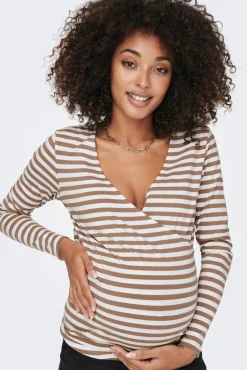 T-shirt pré-mamã com fecho cruzado e gola em v
