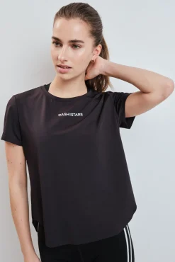 T-shirt técnica com painel mesh preta