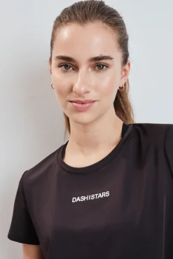 T-shirt técnica com painel mesh preta