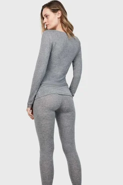 T-shirt térmica gola em V com renda