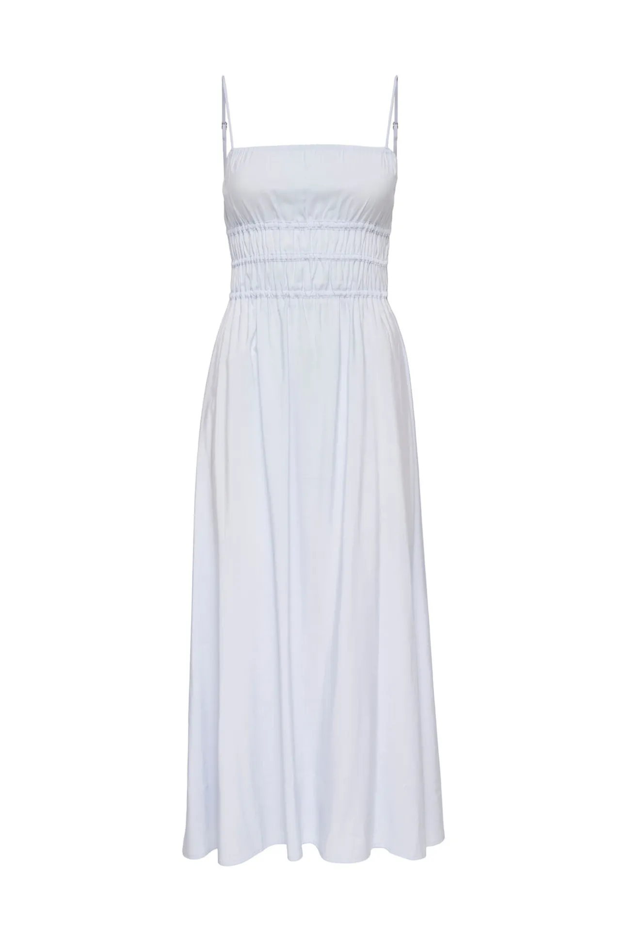 Vestido comprido com detalhes franzidos