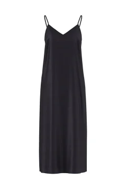 Vestido comprido de alças acetinado