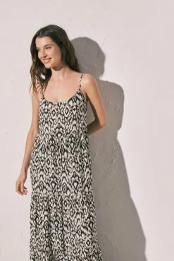 Vestido comprido de alças estampado