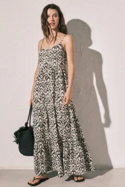 Vestido comprido de alças estampado