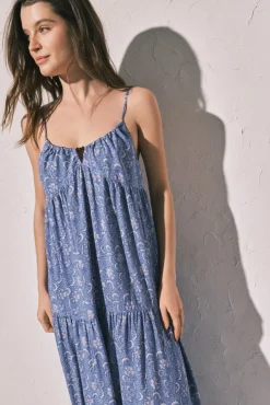 Vestido comprido de alças estampado