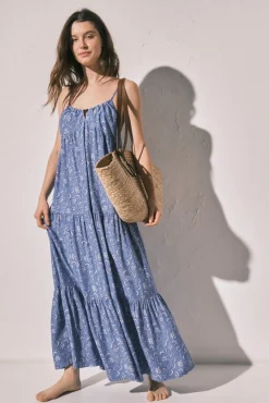 Vestido comprido de alças estampado