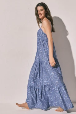 Vestido comprido de alças estampado