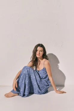 Vestido comprido de alças estampado