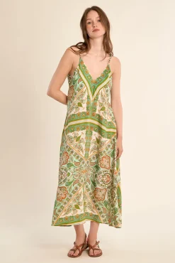 Vestido comprido de alças estampado