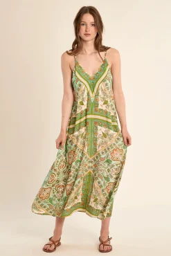 Vestido comprido de alças estampado