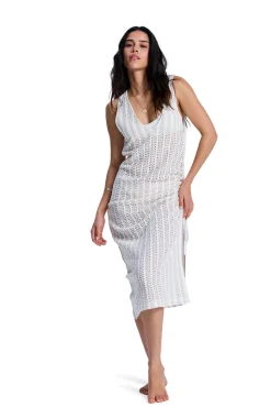 Vestido comprido de crochet de praia