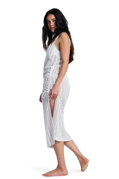 Vestido comprido de crochet de praia