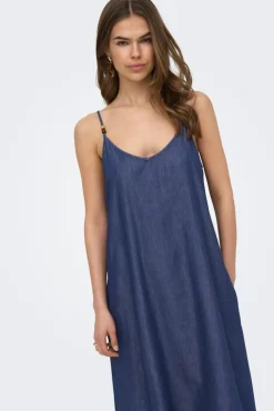 Vestido comprido em denim