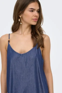 Vestido comprido em denim