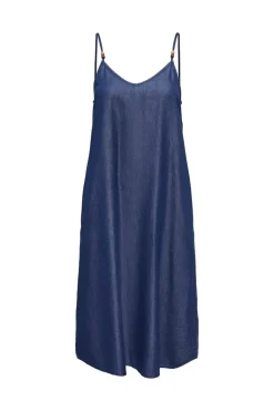 Vestido comprido em denim