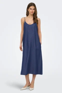 Vestido comprido em denim