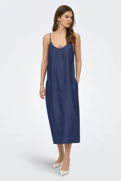 Vestido comprido em denim
