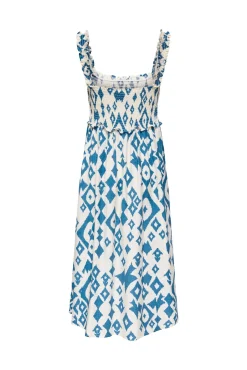 Vestido comprido em tecido favo de mel