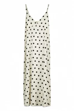 Vestido comprido estampado de bolinhas B&W