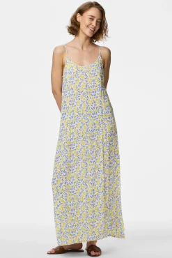 Vestido comprido fluido estampado