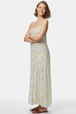 Vestido comprido fluido estampado