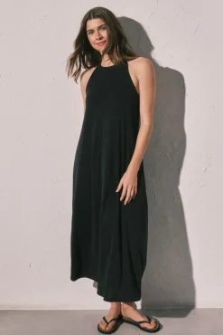 Vestido comprido fluido preto