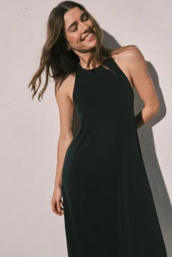Vestido comprido fluido preto