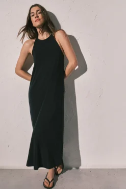 Vestido comprido fluido preto