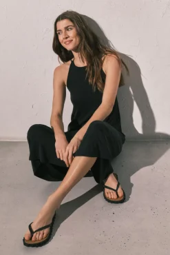 Vestido comprido fluido preto