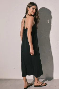 Vestido comprido fluido preto