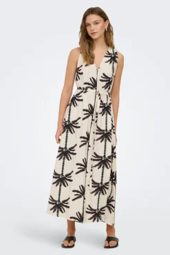 Vestido comprido gola em V