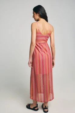 Vestido comprido gola em V
