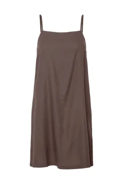 Vestido curto de linho com alças