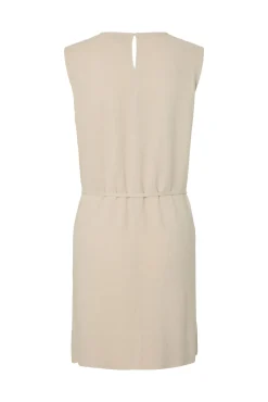Vestido curto de linho sem mangas