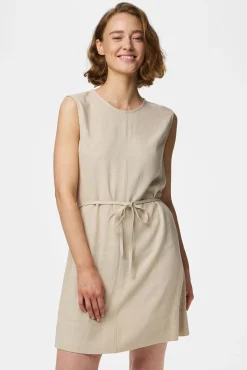 Vestido curto de linho sem mangas