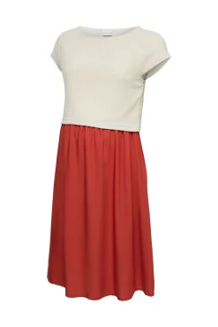Vestido curto duplo tecido maternity