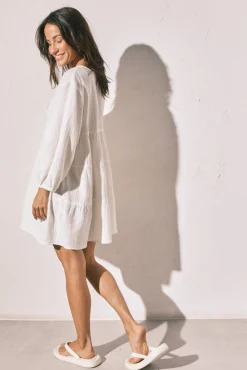 Vestido curto em algodão estampado boho