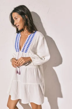 Vestido curto em algodão estampado boho