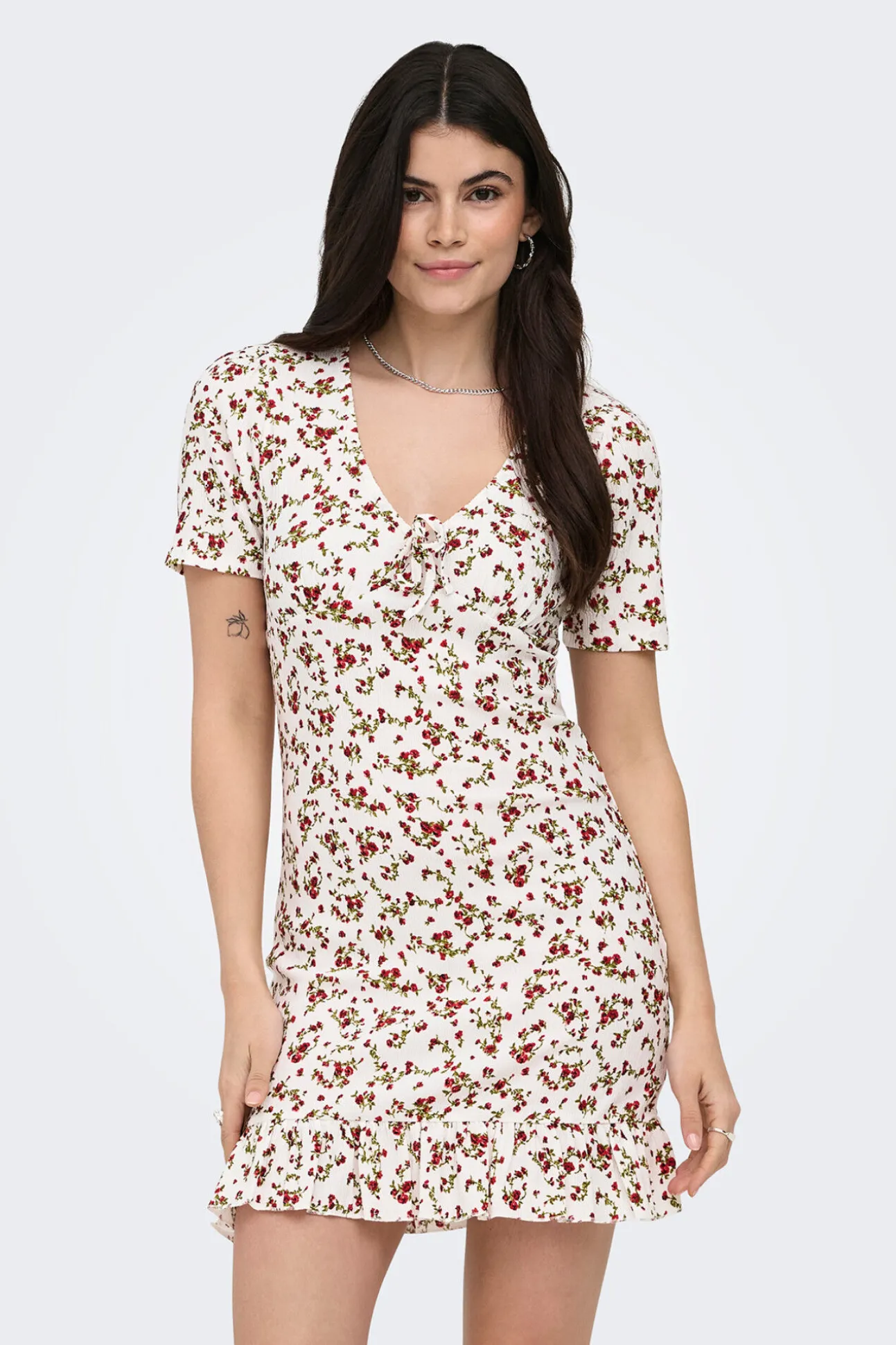 Vestido curto estampado floral