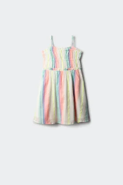 Vestido de riscas flúor para menina