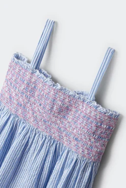 Vestido de riscas oxford para menina
